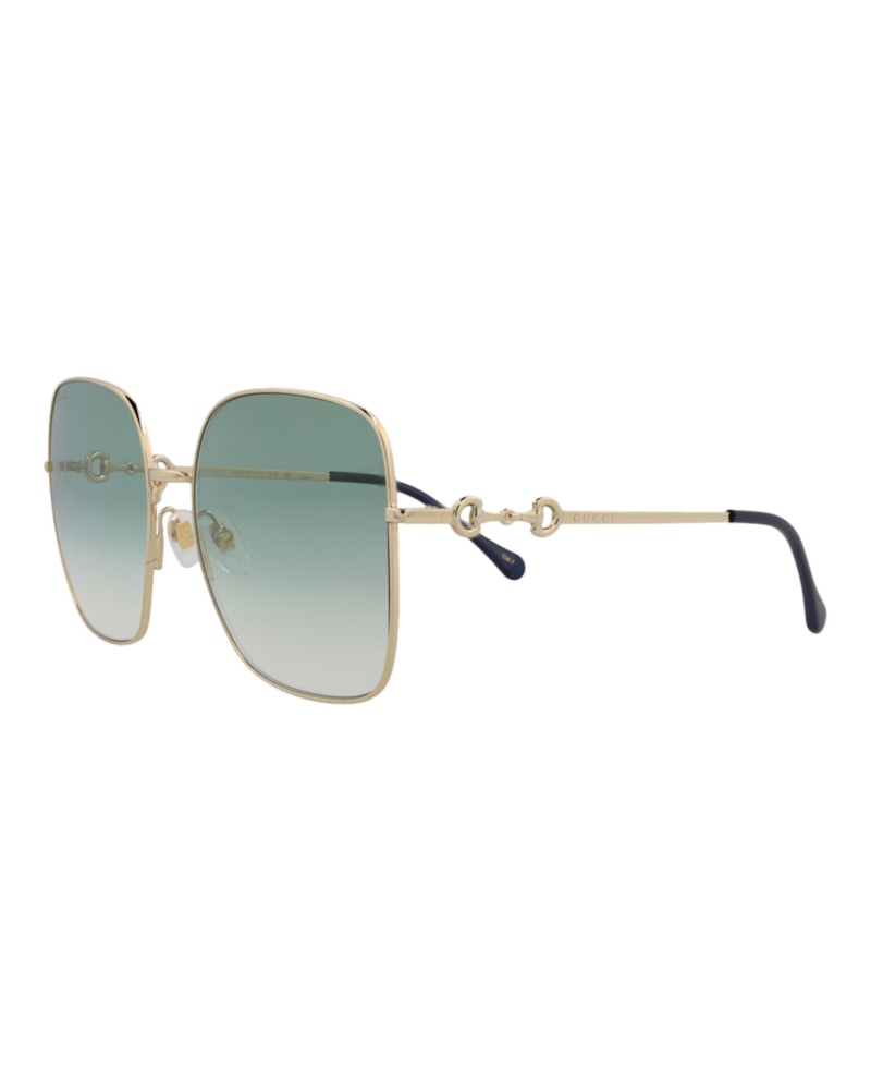 Gucci Square Sunglasses Gold/Gold/Green (Gg0879S-30010269-003)