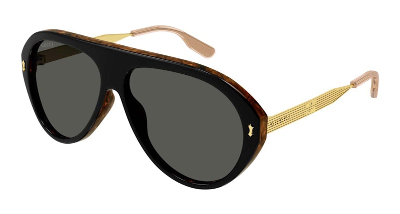 Gucci Tortoise Acetate Aviator Frame Sunglasses Havana/Black/Grey (Gg1515S-001-Fr)