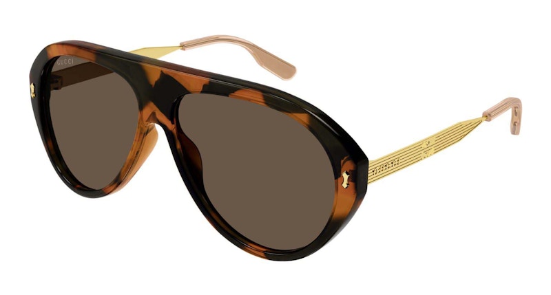 Gucci Tortoise Acetate Aviator Frame Sunglasses Havana/Gold (Gg1515S-002-Fr)