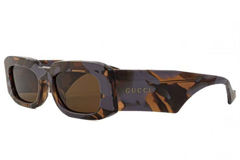 Gucci Tortoise Rectangle Frame Sunglasses Brown/Grey (Gg1426S-003-Fr)