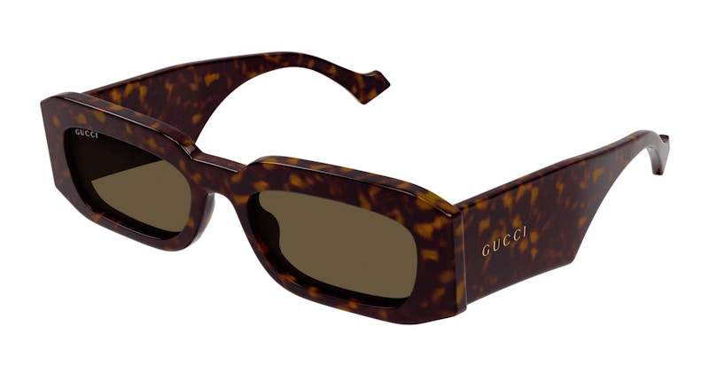 Gucci Tortoise Rectangle Frame Sunglasses Dark Havana/Brown (Gg1426S-002-Fr)