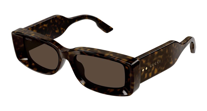 Gucci Tortoise Rectangle Frame Sunglasses Dark Havana/Brown (Gg1528S-002-Fr)