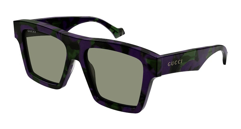 Gucci Tortoise Square Frame Sunglasses Havana/Purple/Green (Gg0962S-014-Fr)