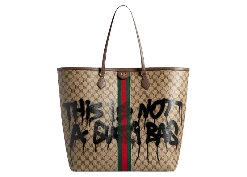 Gucci X Balenciaga The Hacker Project Graffiti Large Tote Bag Beige