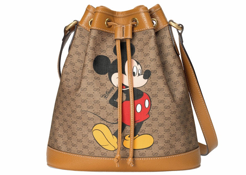 Gucci X Disney Bucket Bag Mini Gg Supreme Mickey Mouse Small Beige