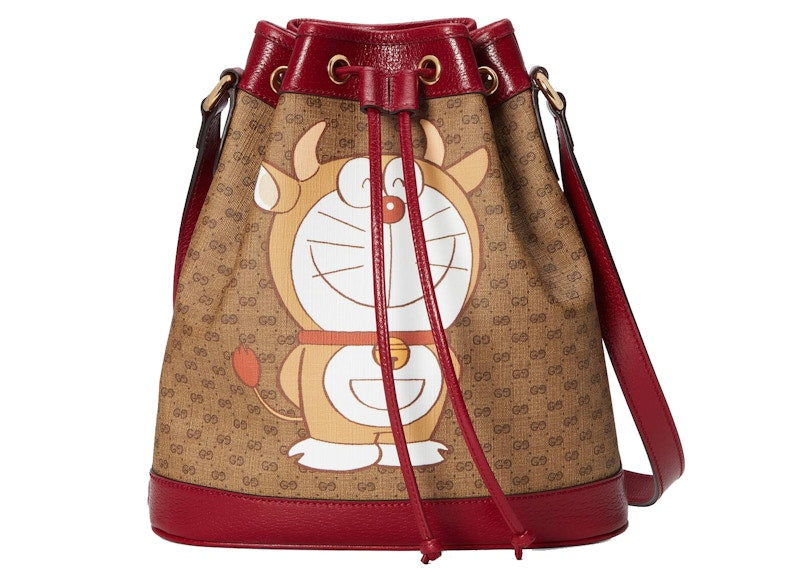 Gucci X Doraemon Bucket Bag Small Ebony/Beige