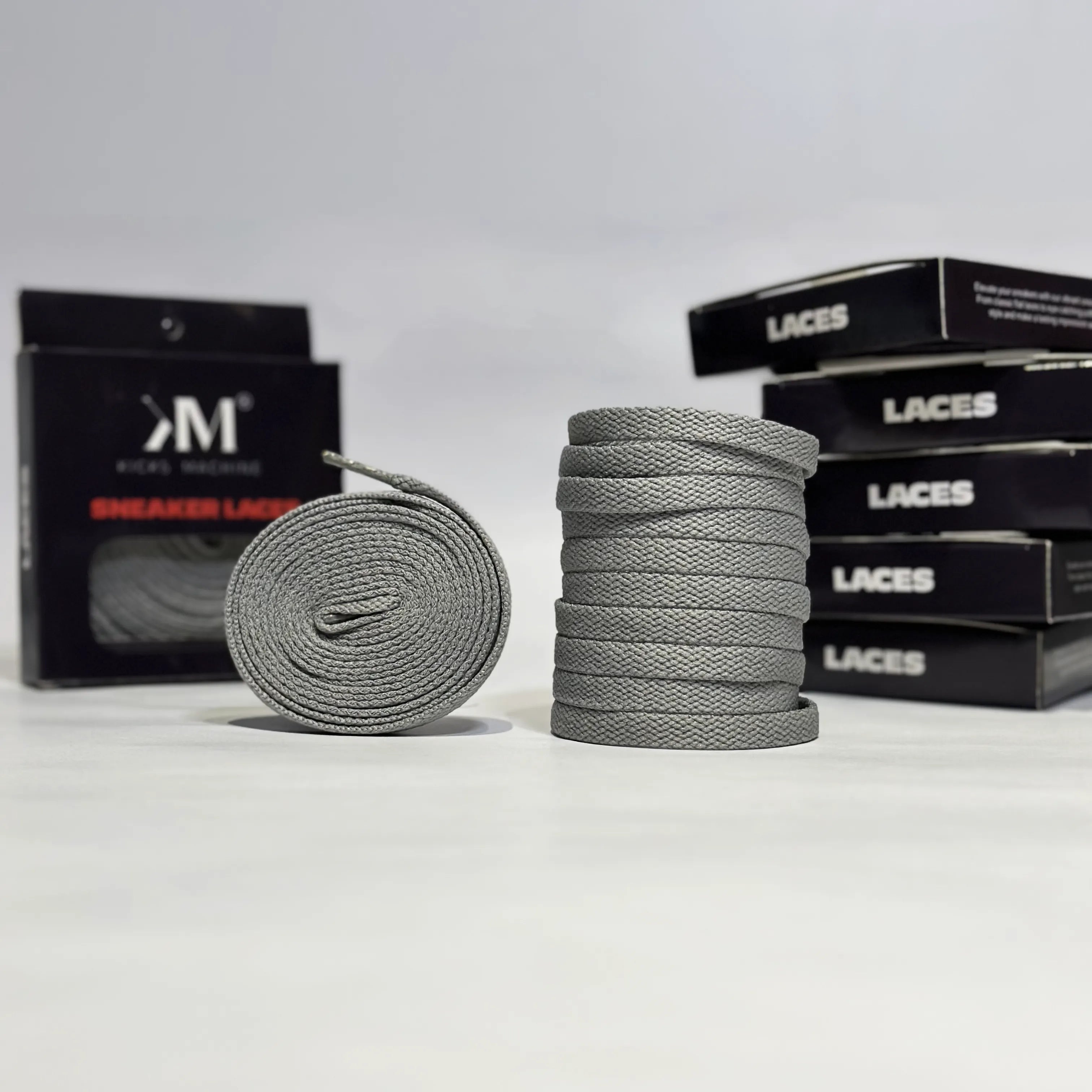 Flat Sneaker Laces- Grey | Jordan laces | AJ1 Laces | Kicks Machine