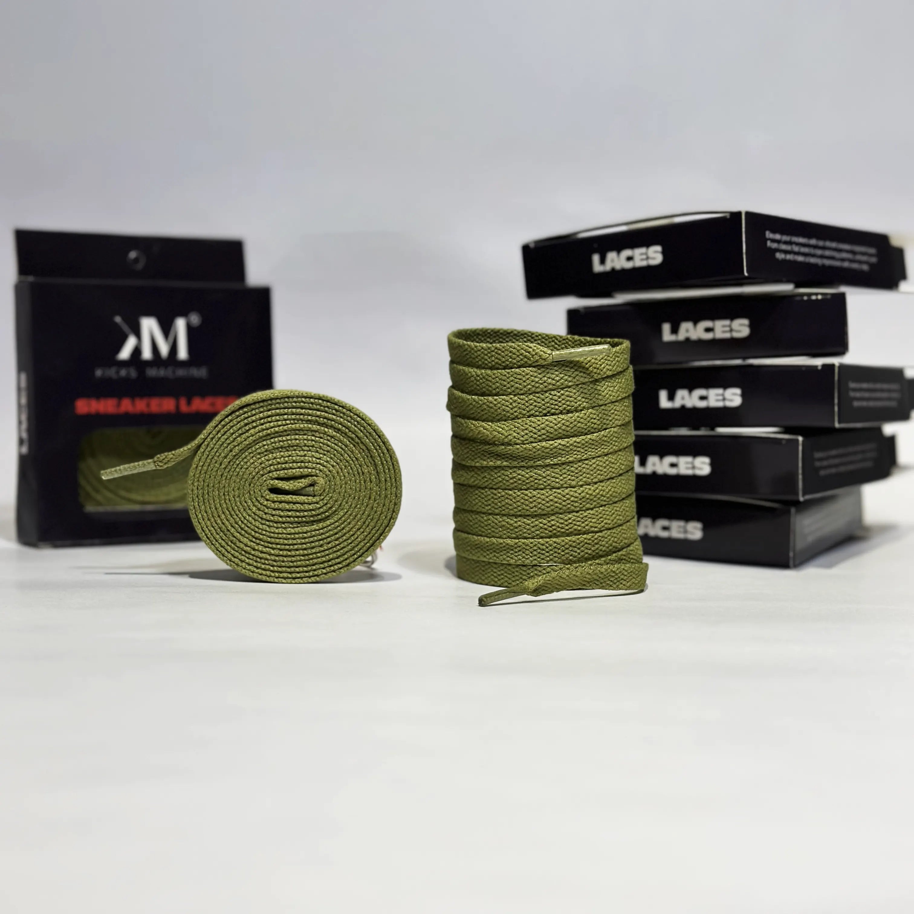 Flat Sneaker Laces- Olive Green | Jordan laces | AJ1 Laces | Kicks Machine