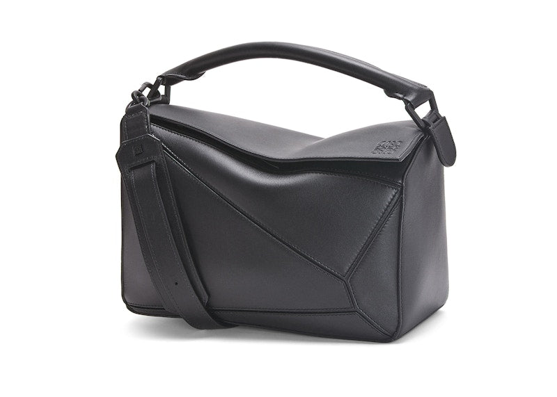 Loewe Puzzle Bag In Satin Calfskin Black