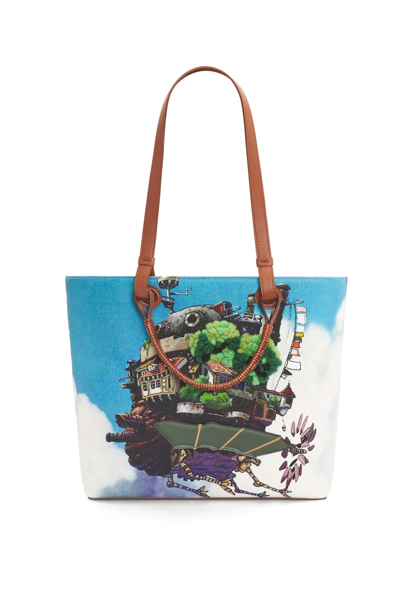 Loewe X Howls Moving Castle Anagram Tote Bag In Canvas And Calfskin Multicolor