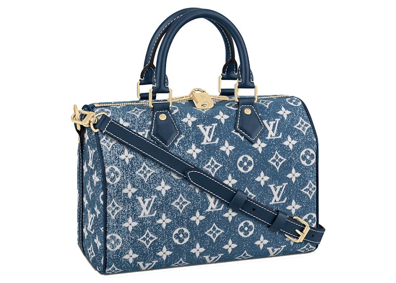 Louis Vuitton Speedy Bandouliere 25 Denim Jacquard Navy Blue