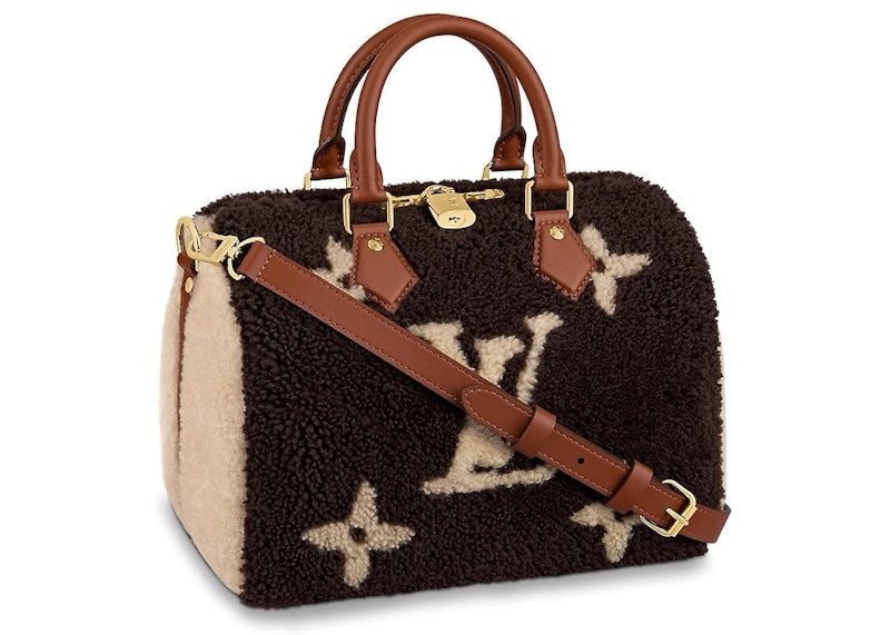 Louis Vuitton Speedy Bandouliere Monogram Teddy Fleece 25 Brown