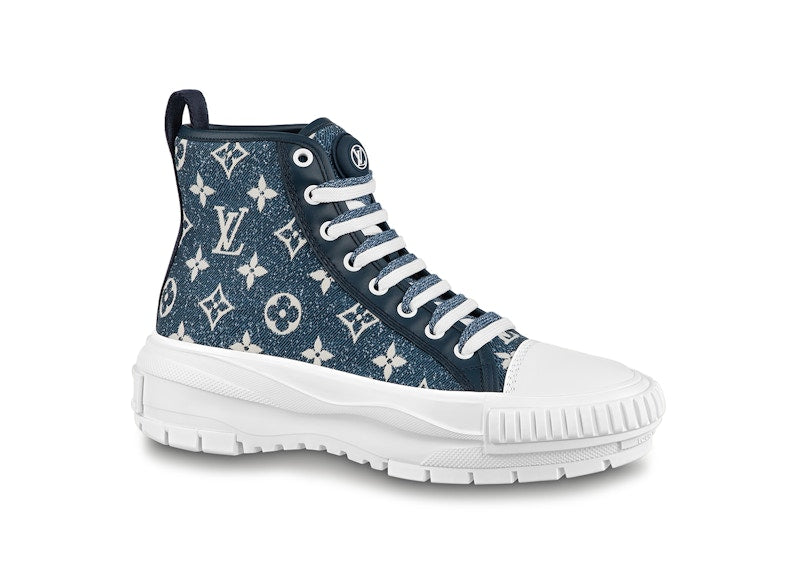 Louis Vuitton Squad Boot Monogram Denim Navy Blue White (Women's)