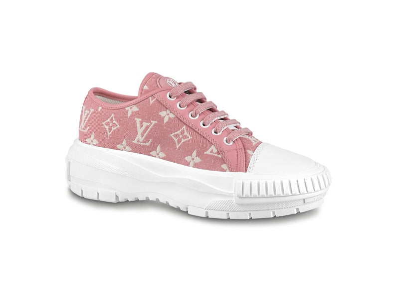 Louis Vuitton Squad Low Monogram Denim Rose Clair Pink White (Women's)