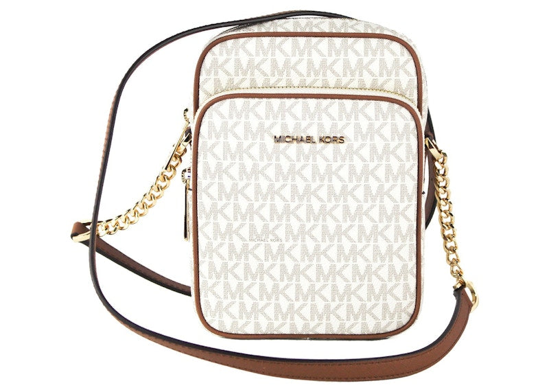 Michael Kors Jet Set North South Crossbody Bag Medium Vanilla