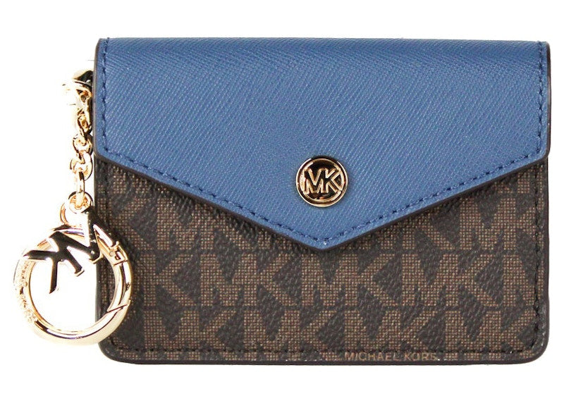 Michael Kors Kala Signature Flap Key Ring Card Case Small Dark Chambray