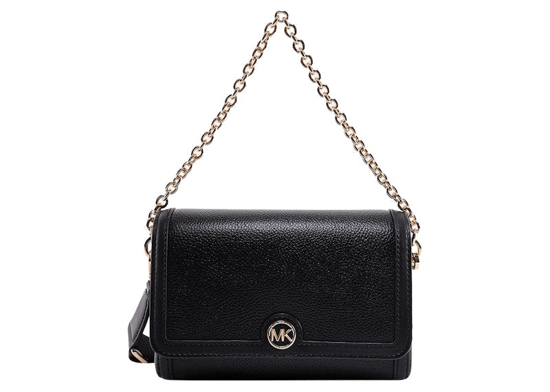 Michael Kors Leather Shoulder Bag With Metal Monogram Black