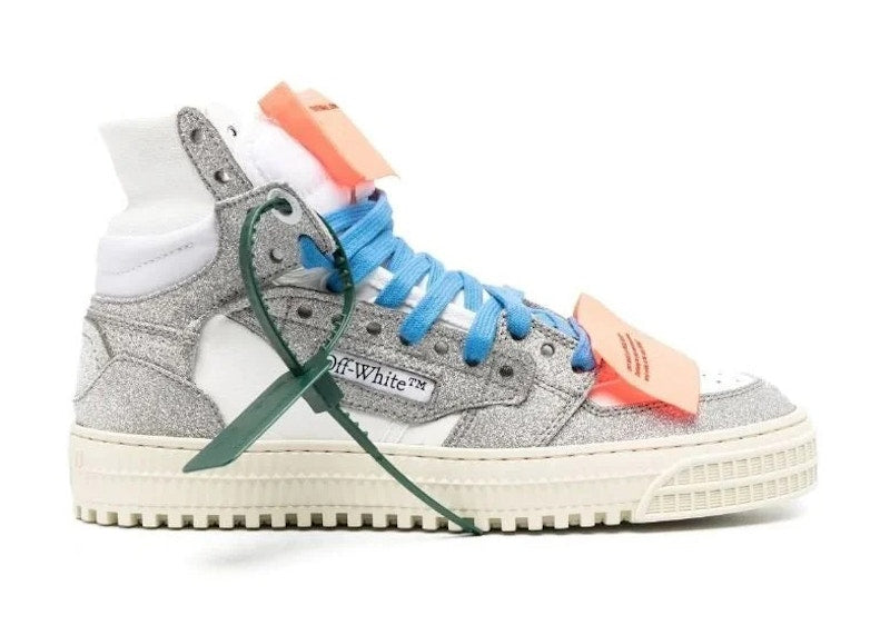 Off-White 3.0 Off Court High-Top Sneakers White Silver Glitter (Women's)