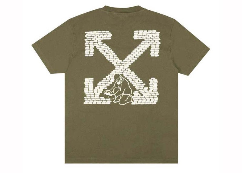 Off-White Bricks Arrow Slim S/S Tee Army Green