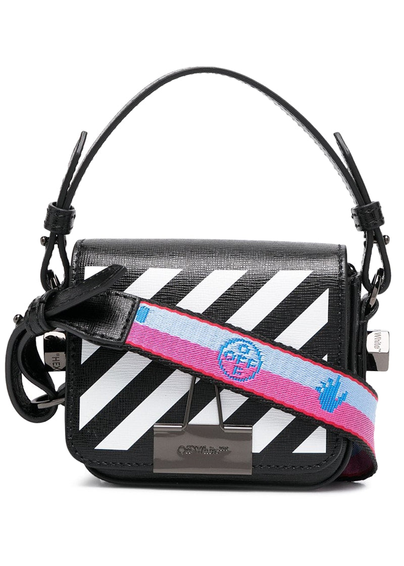 Off-White Diag Flap Bag Baby Black/White/Fucschia Multi