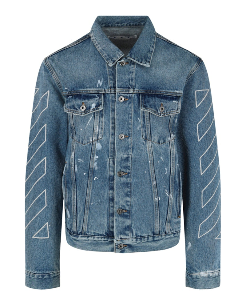 Off-White Diag Outline Denim Jacket Blue