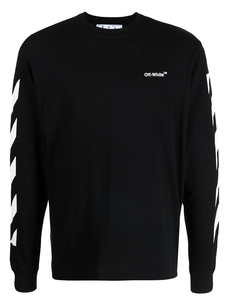 Off-White Diagonal Helvetica Long Sleeve T-Shirt Black/White