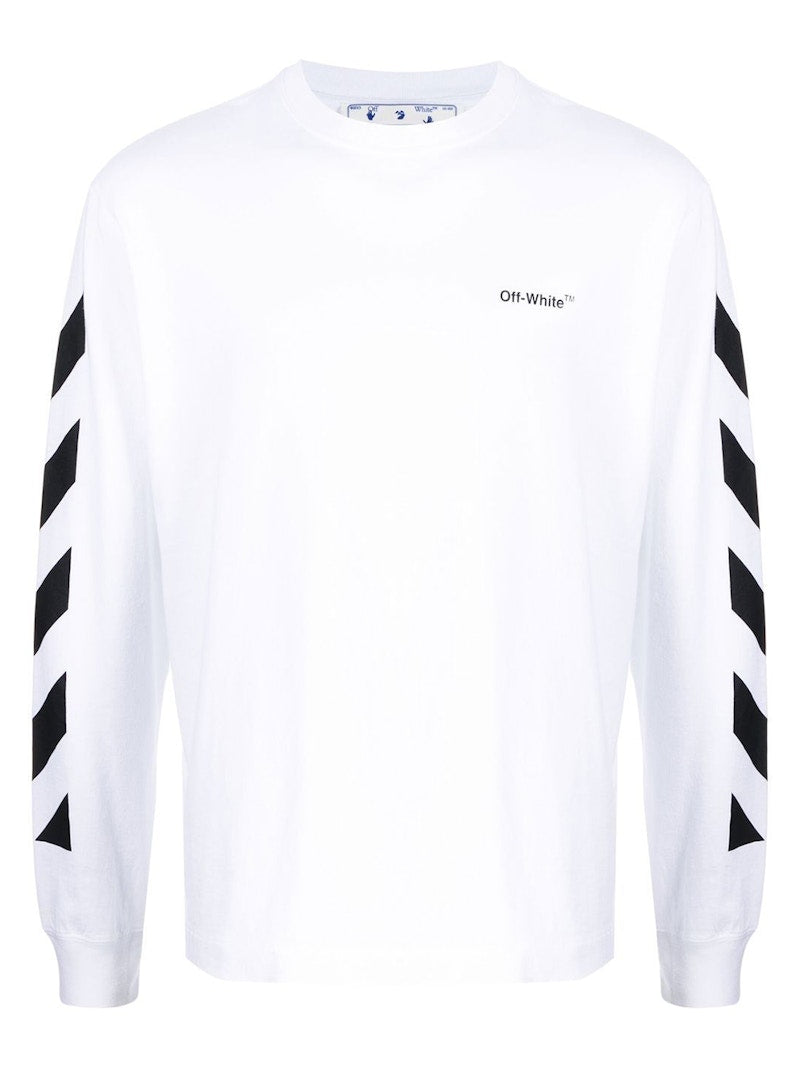 Off-White Diagonal Helvetica Long Sleeve T-Shirt White/Black