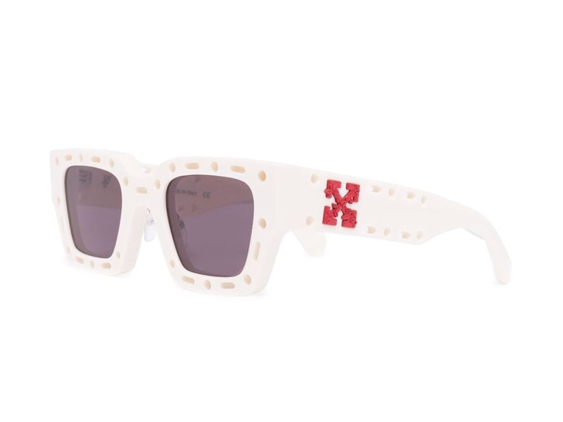 Off-White Mercer Cut-Out Square Frame Sunglasses White/Red (Oeri026S22Pla0010107)