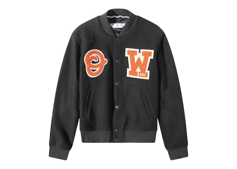 Off-White Ow Patch Varsity Jacket Black/Orange