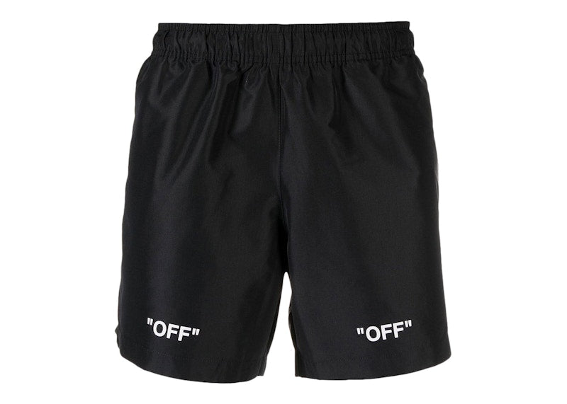 Off-White Off Logo Print Swim Shorts Black