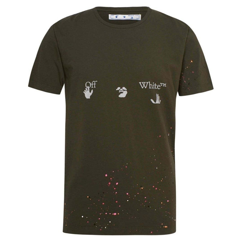 Off-White Paint Splatter T-Shirt Green