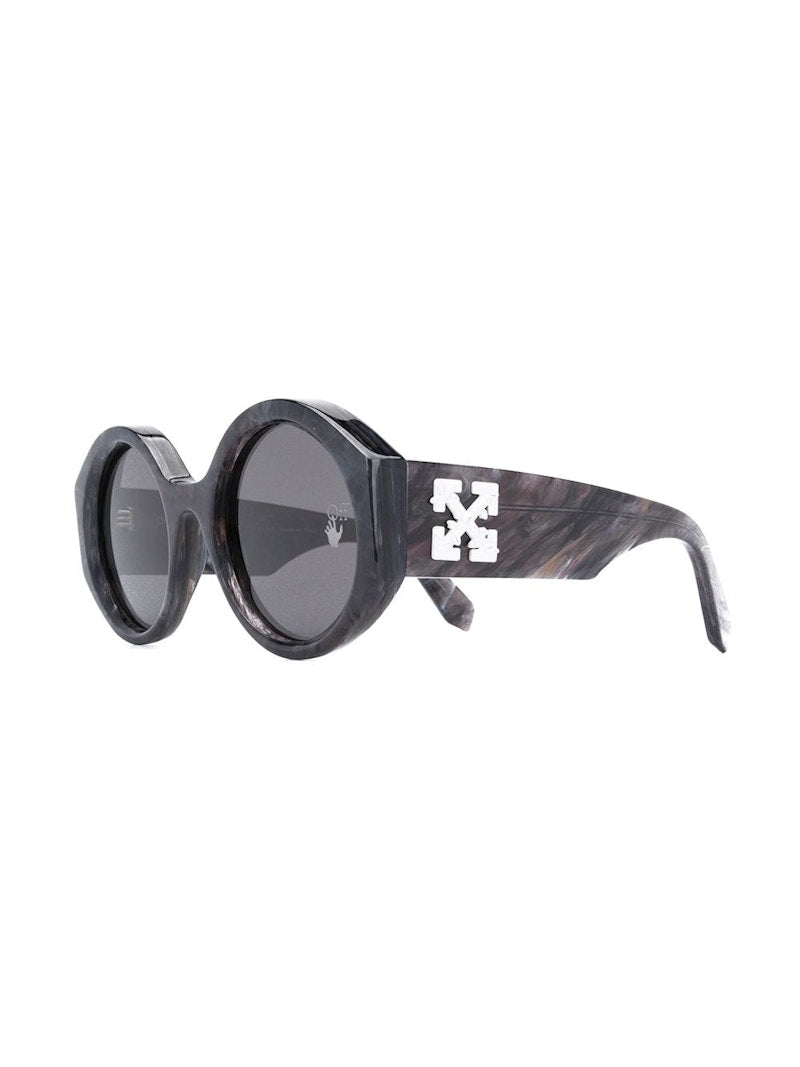 Off-White Sara Round Frame Sunglasses Dark Grey Marble/White (Owri022F20Pla0010700)