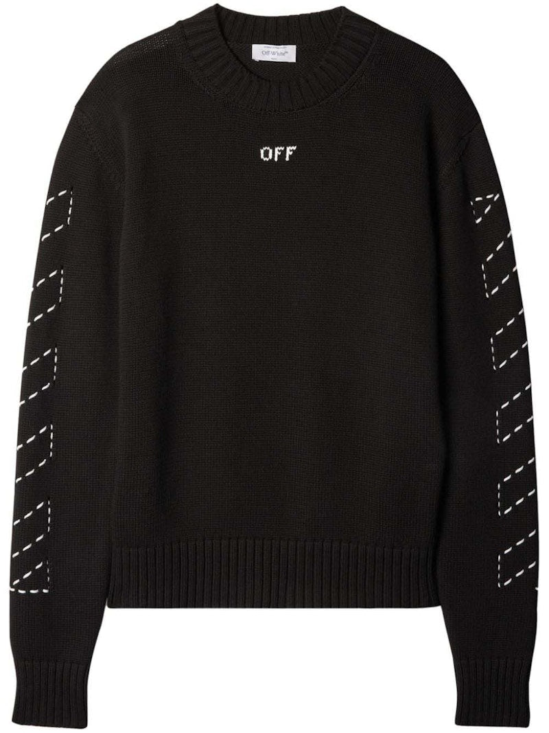 Off-White Arrows-Embroidery Crew-Neck Jumper Black