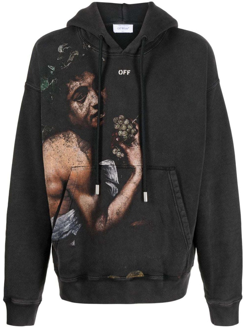 Off-White Bacchus-Print Cotton Hoodie Black/Multicolor