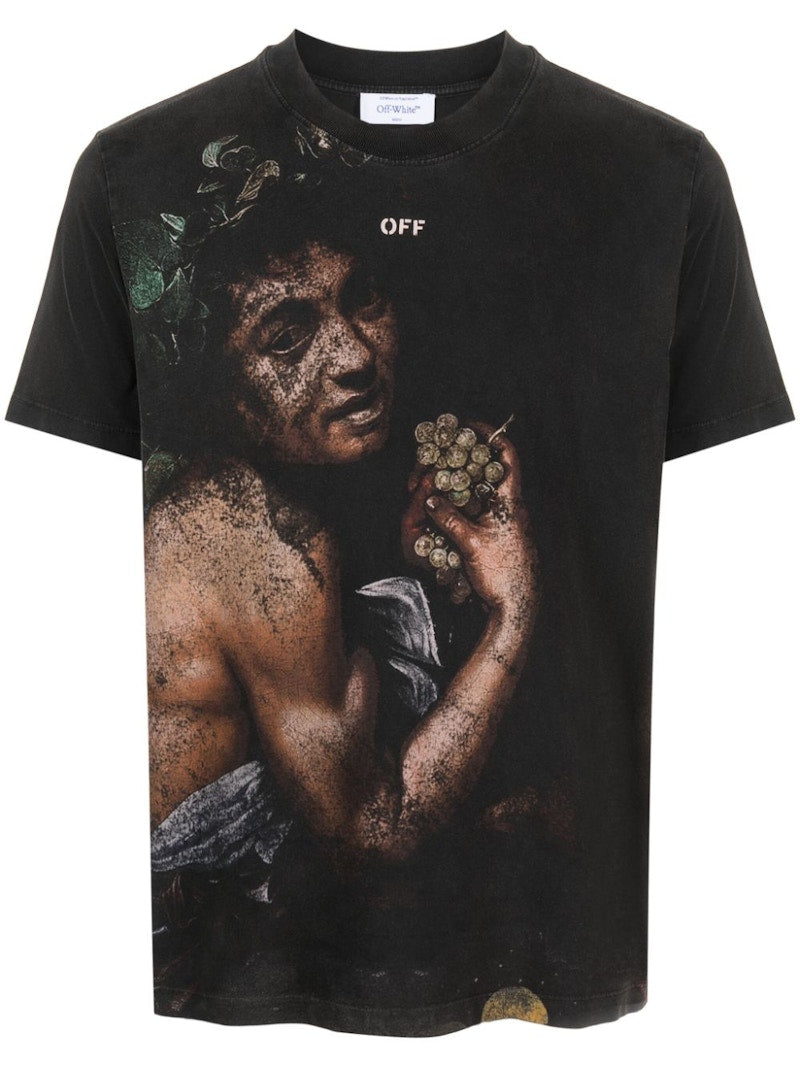 Off-White Bacchus-Print Cotton T-Shirt Black