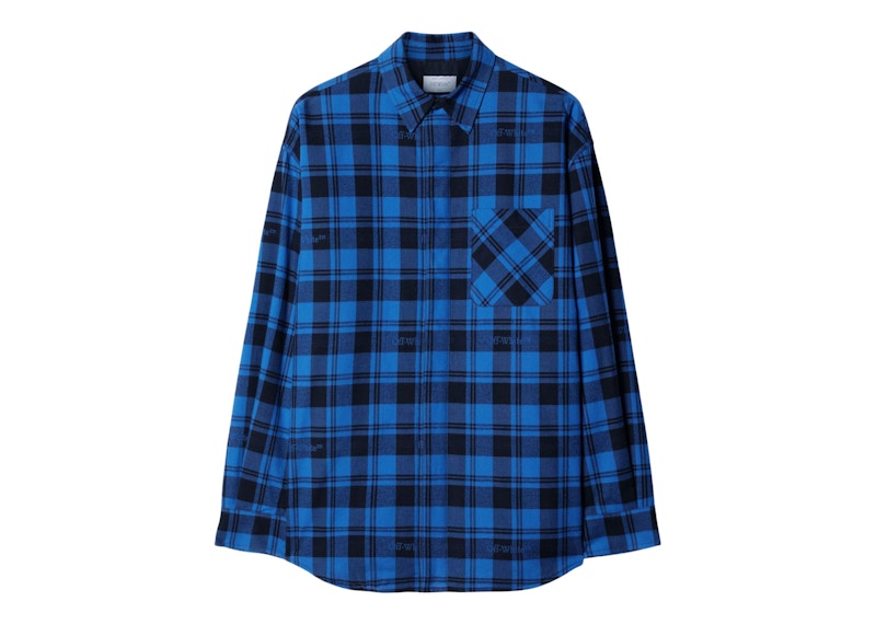 Off-White Checked Flannel Shirt Royal Blue/Black