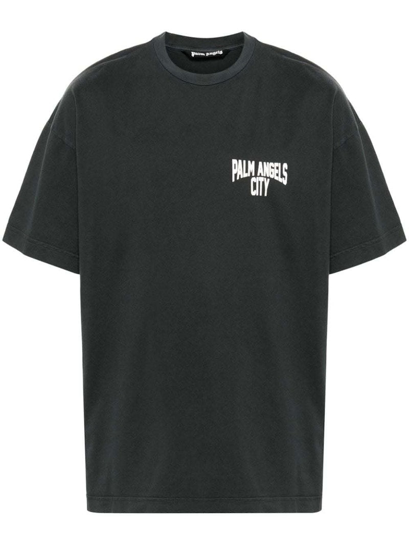 Palm Angels City Washed-Effect T-Shirt Dark Grey