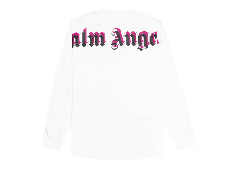 Palm Angels Doubled Logo Longsleeve T-Shirt White/Black/Fuschsia