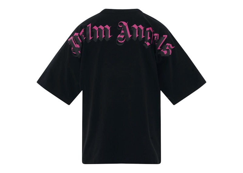 Palm Angels Doubled Logo Over Tee Black/Fuschia