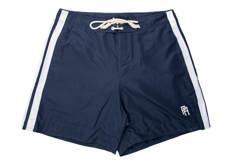 Palm Angels Logo-Embroidered Side Stripe Swim Shorts Navy