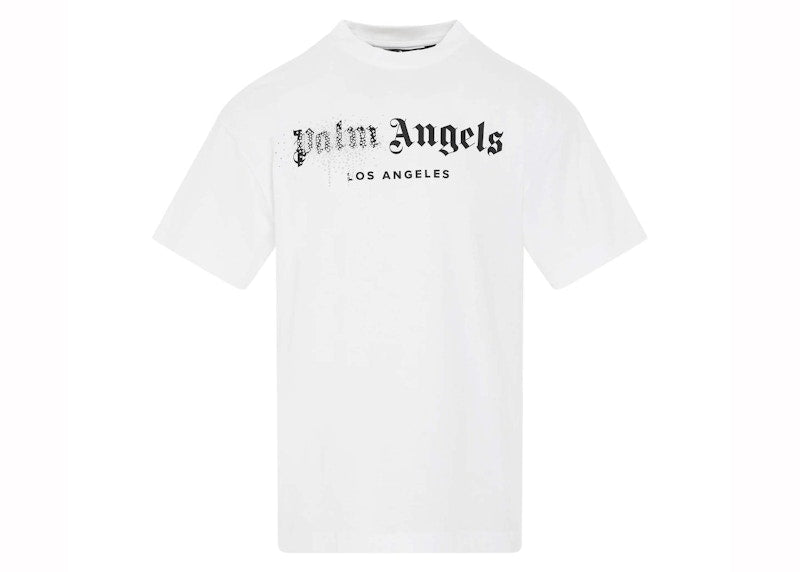 Palm Angels Rhinestone Sprayed T-Shirt White/Black