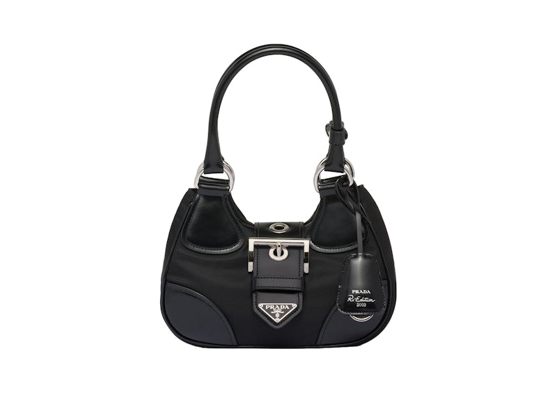 Prada Moon Re-Nylon And Leather Bag Black