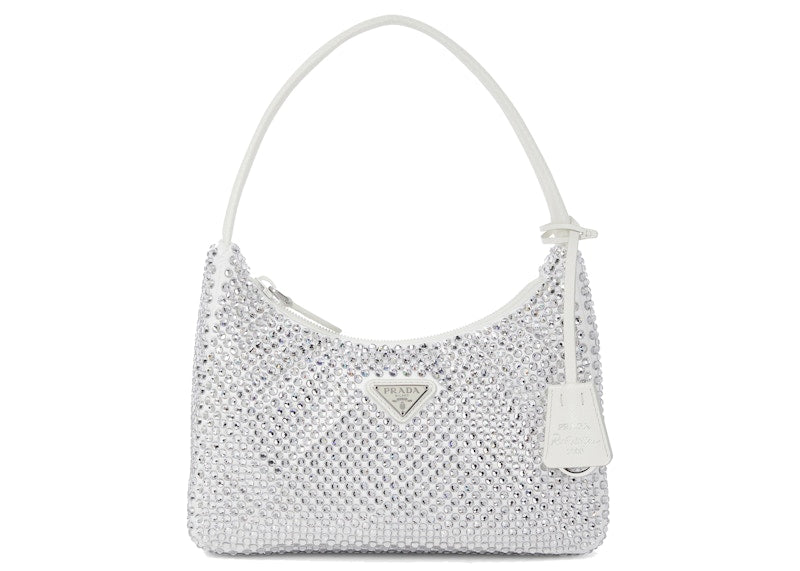 Prada Re-Edition 2000 Crystal Mini Bag White