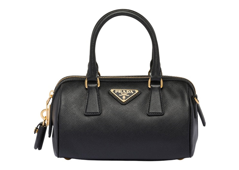 Prada Saffiano Leather Top Handle Bag Black