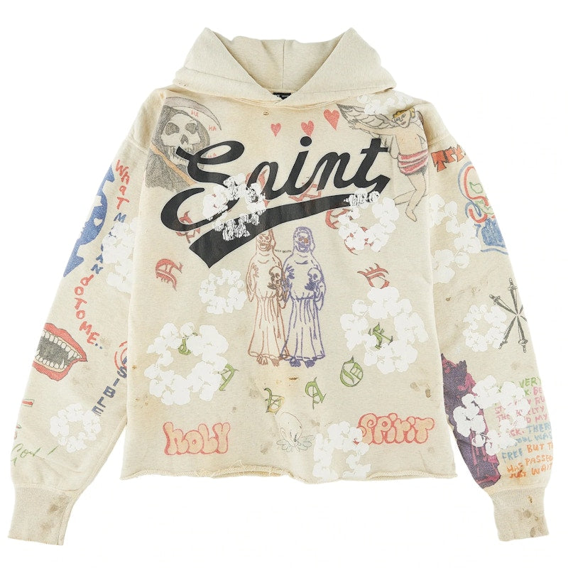 Saint Mxxxxxx X Denim Tears Graffiti Hoodie Grey