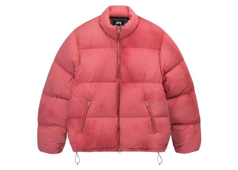 Stussy Recycled Nylon Down Puffer Jacket Faded Red