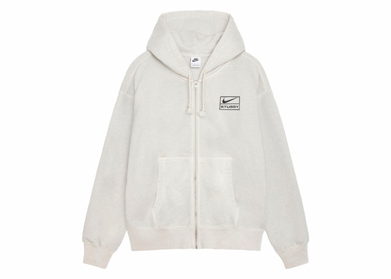 Stussy X Nike Pigment Dyed Fleece Zip Hoodie (Ss24) Light Bone