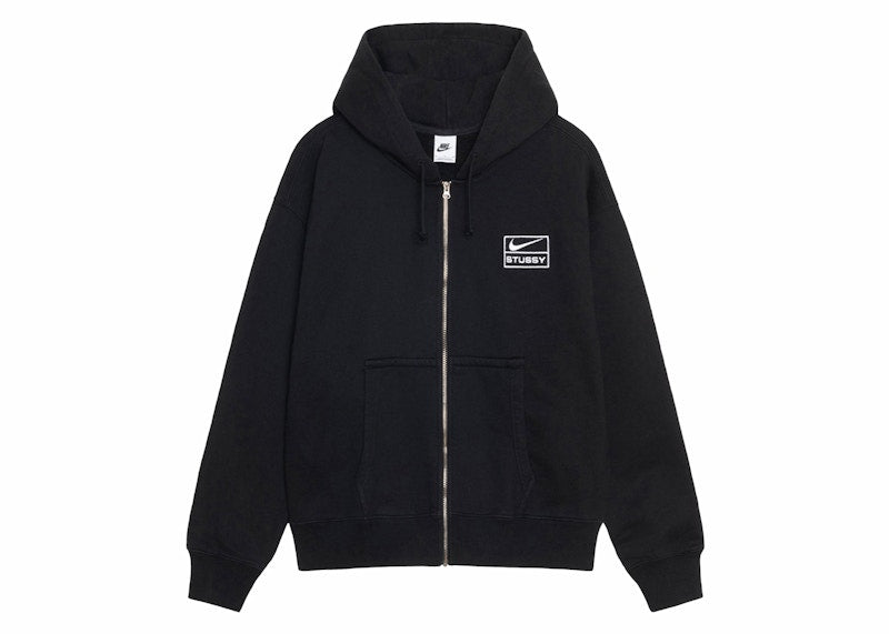 Stussy X Nike Stone Washed Fleece Zip Hoodie Ss24 Black Kicks Machine