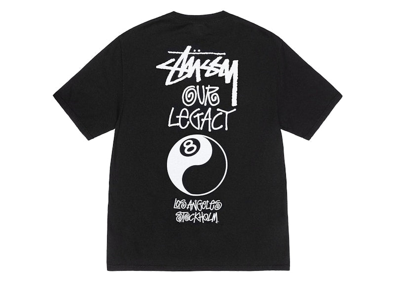 Stussy X Our Legacy Work Shop 8 Ball Yin Yang Pigment Dyed Tee Black