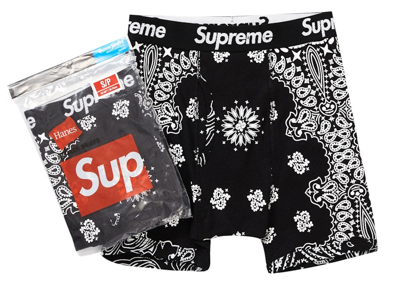 Supreme Hanes Bandana Boxer Briefs (2 Pack) Black